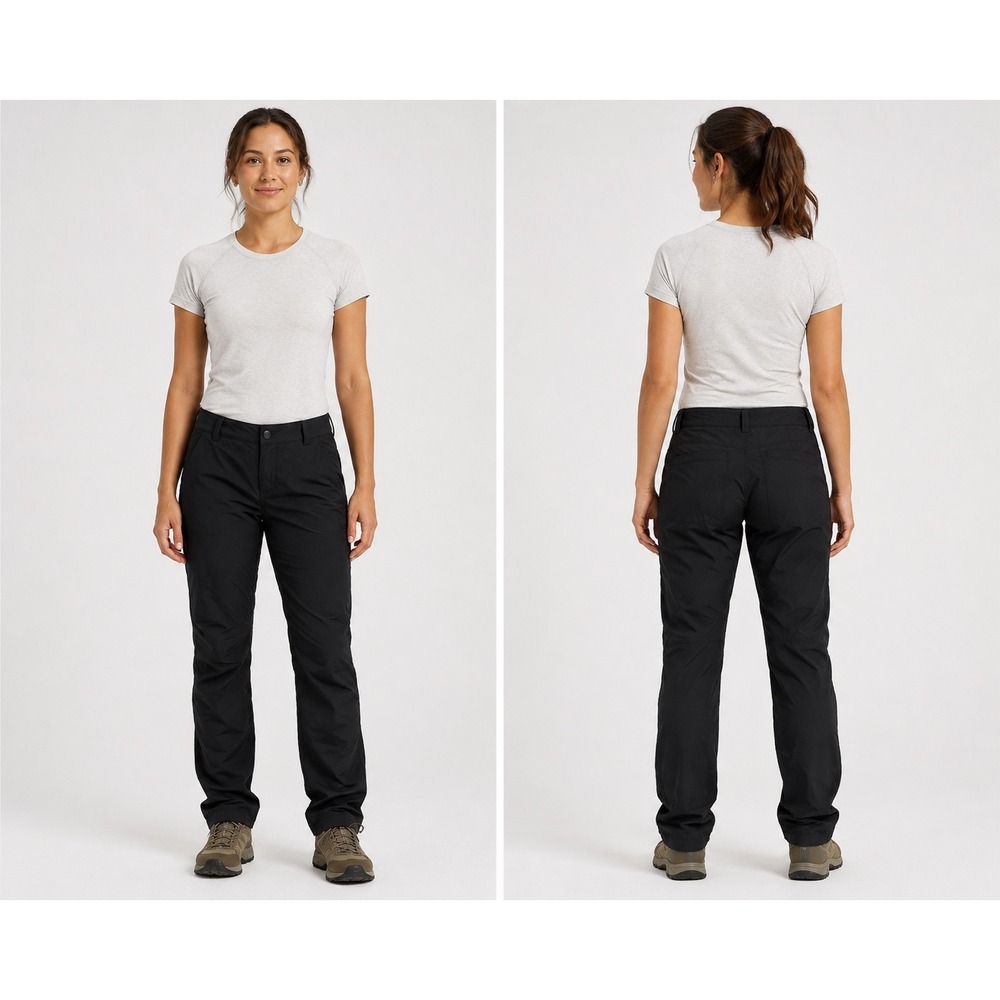 The North Face Black Ruched Hiking Pants Womens size 8 Short button zip utility
